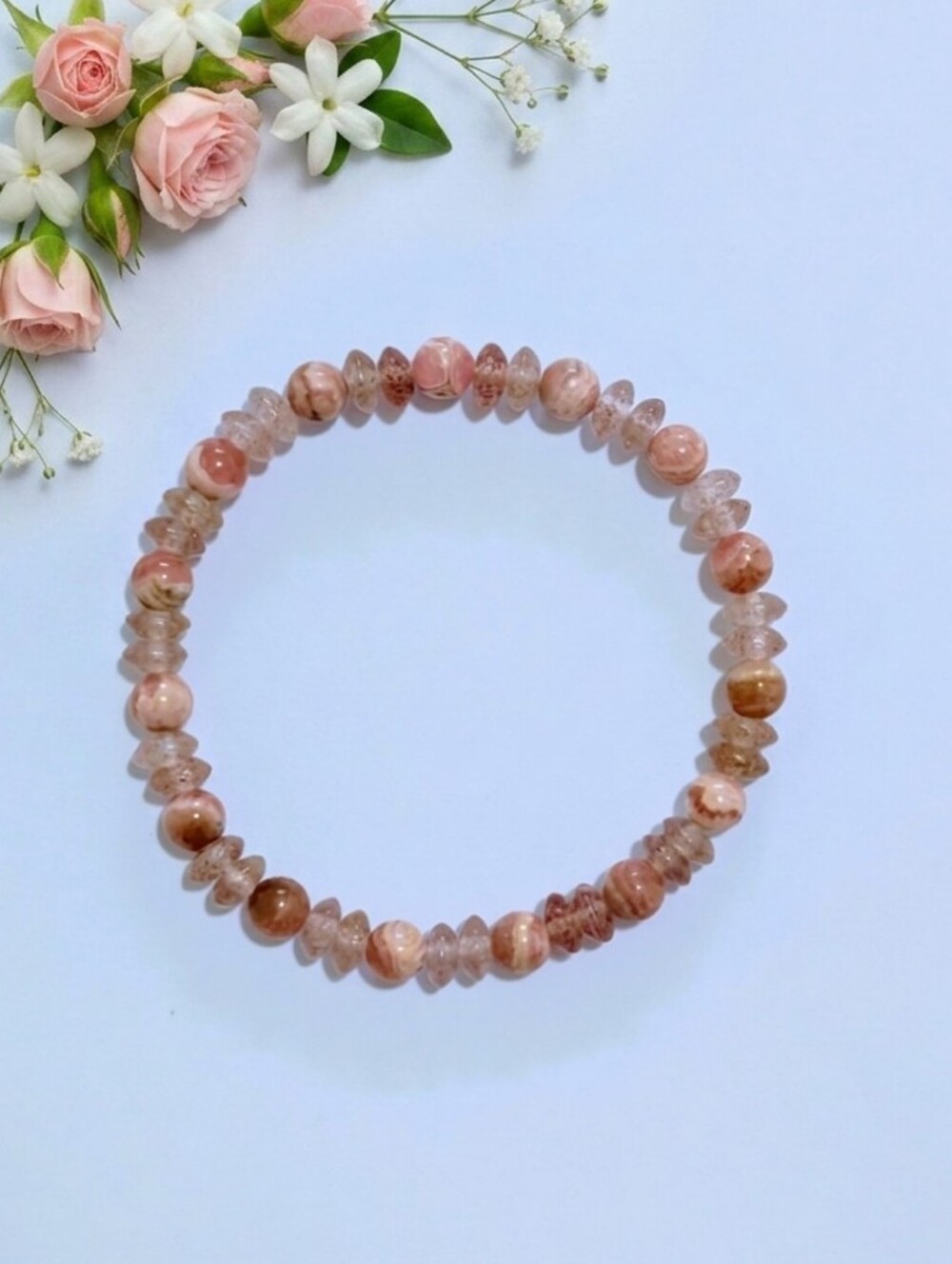 Rhodochrosite/Strawberry Quartz Bracelet
